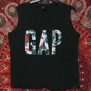 Floral GAP Logo Dark Green Tank Top